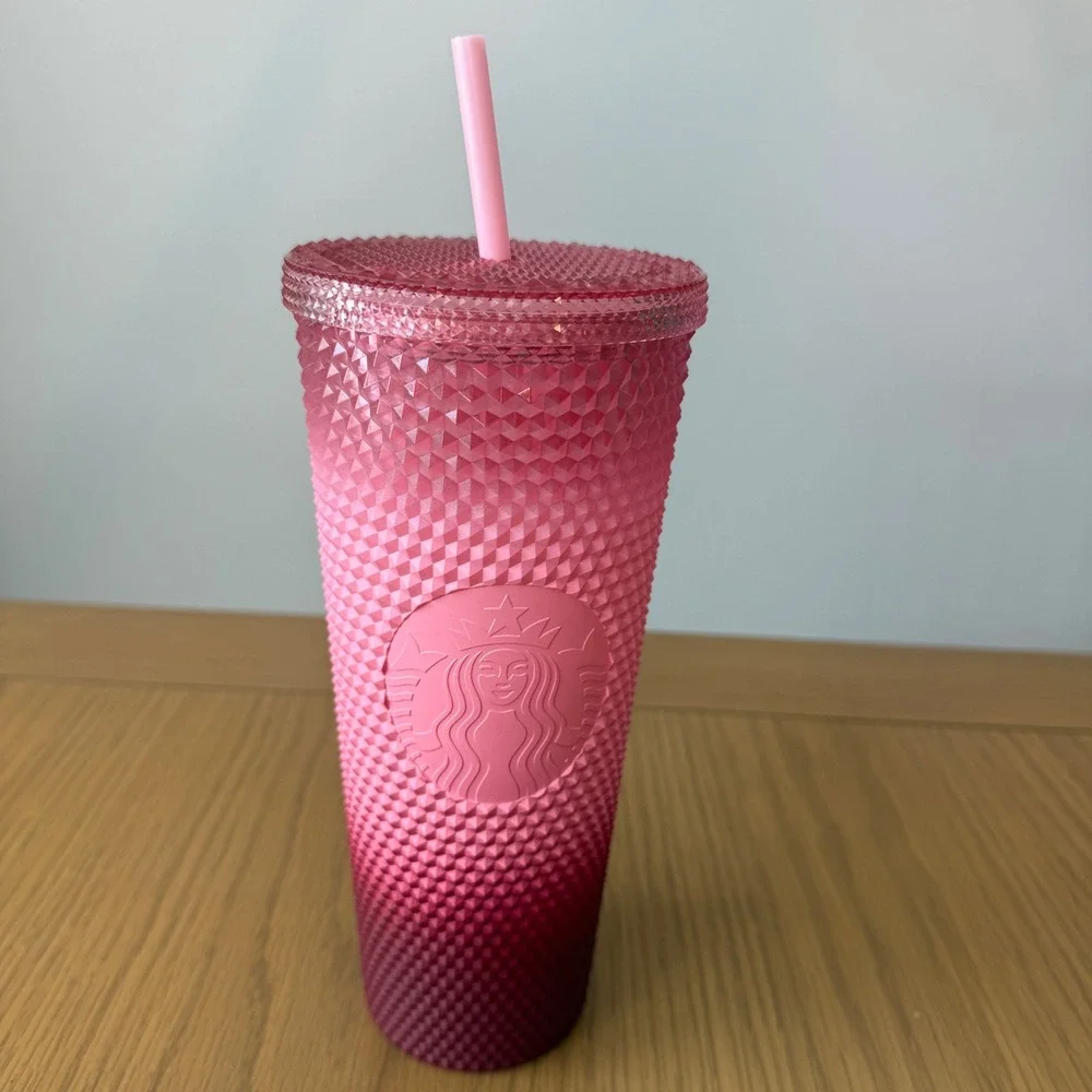 Starbucks Studded Ombre Tumbler Unisex 24oz Pink Burgundy Reusable Cup Venti